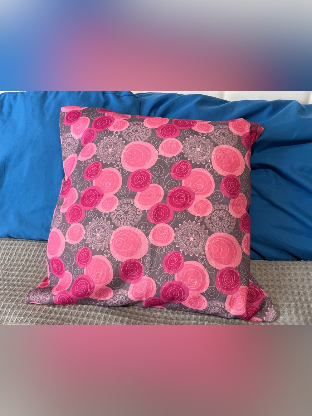 Pink Swirl Throw Pillow Cover 16x16 Decorative Cushion Cover